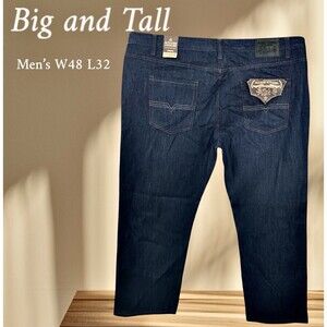 Access Apparel Big Men’s W48 L32 Straight Fit Raw Indigo AP14033X